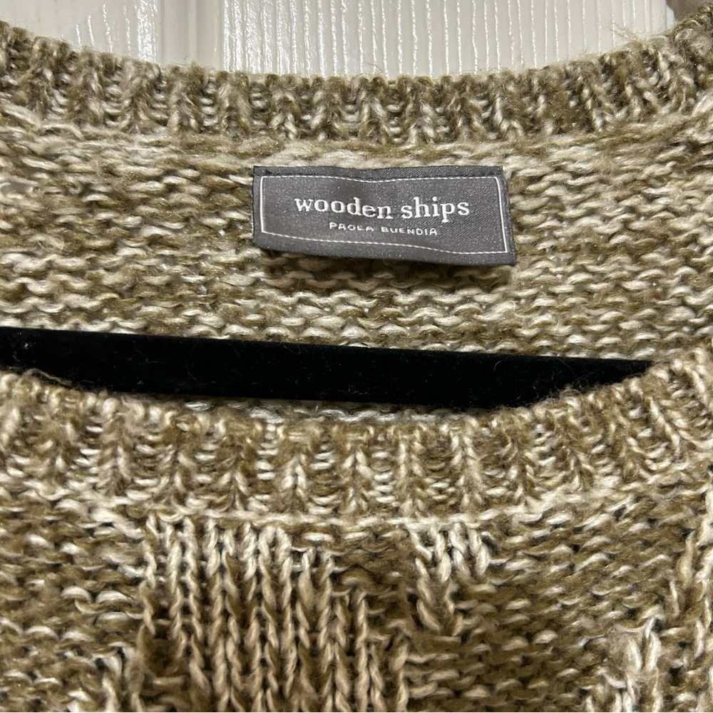 Wooden Ships Chevron Knit Sweater Mohair Wool Blend Fall Thanksgiving Cozy M/L - Picture 3 of 9